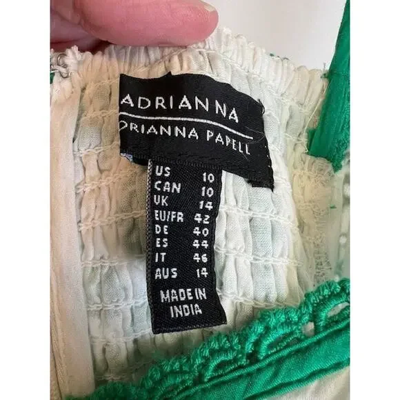 Adrianna Papell Green/Ivory Cotton Eyelet Midi Dress Size 10 MSRP $159 - Picture 9 of 10